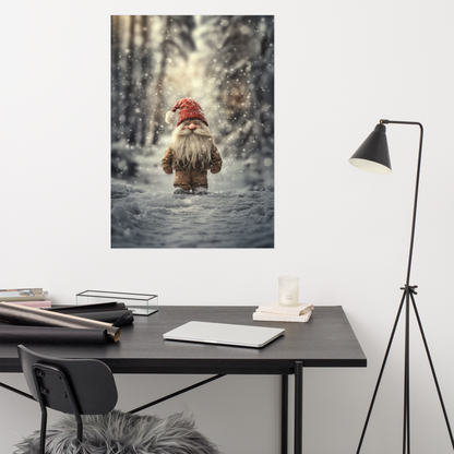 Poster - Nordic Farm Gnome in the Snow